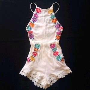 SELFIE LESLIE Floral Embroidered Havana Romper